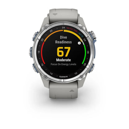 Garmin Descent Mk3, 43 mm Stainless Steel with Fog Gray Silicone Band (010-02753-03)