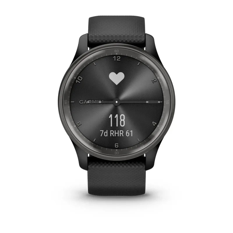 Garmin Vívomove Trend Slate Lunette en acier inoxydable avec boîtier noir et bracelet en silicone (remis à neuf certifié Garmin) 