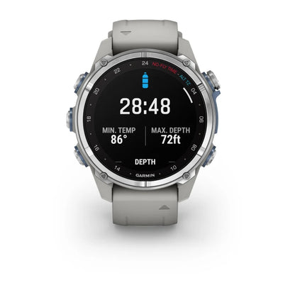 Garmin Descent Mk3, 43 mm Stainless Steel with Fog Gray Silicone Band (010-02753-03)