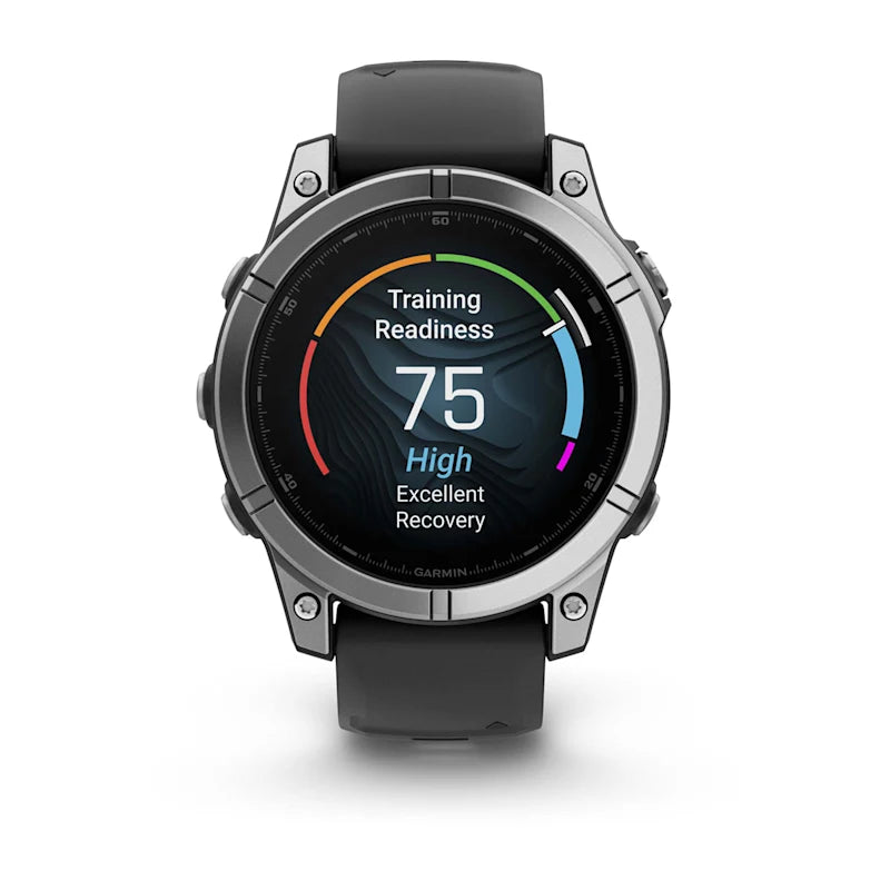 Garmin Fenix E, 47 mm AMOLED, Stainless Steel with Black Silicone Band (010-03025-02)