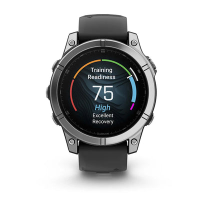 Garmin Fenix E, 47 mm AMOLED, Stainless Steel with Black Silicone Band (010-03025-02)