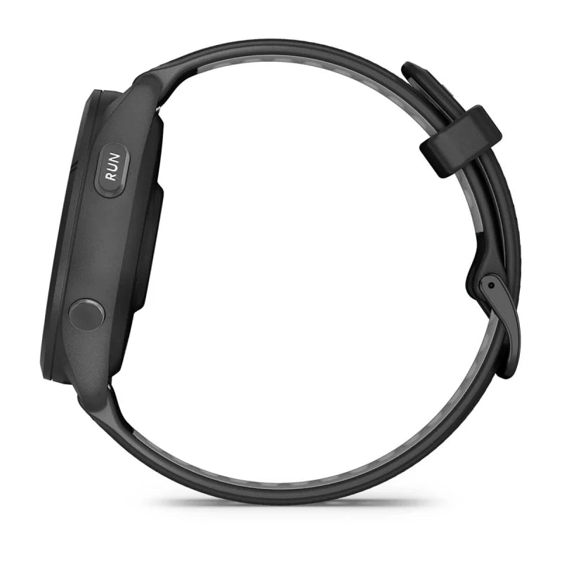 Garmin Forerunner 265, lunette et boîtier noirs de 46 mm avec bracelet en silicone noir/gris poudré (010-02810-00)