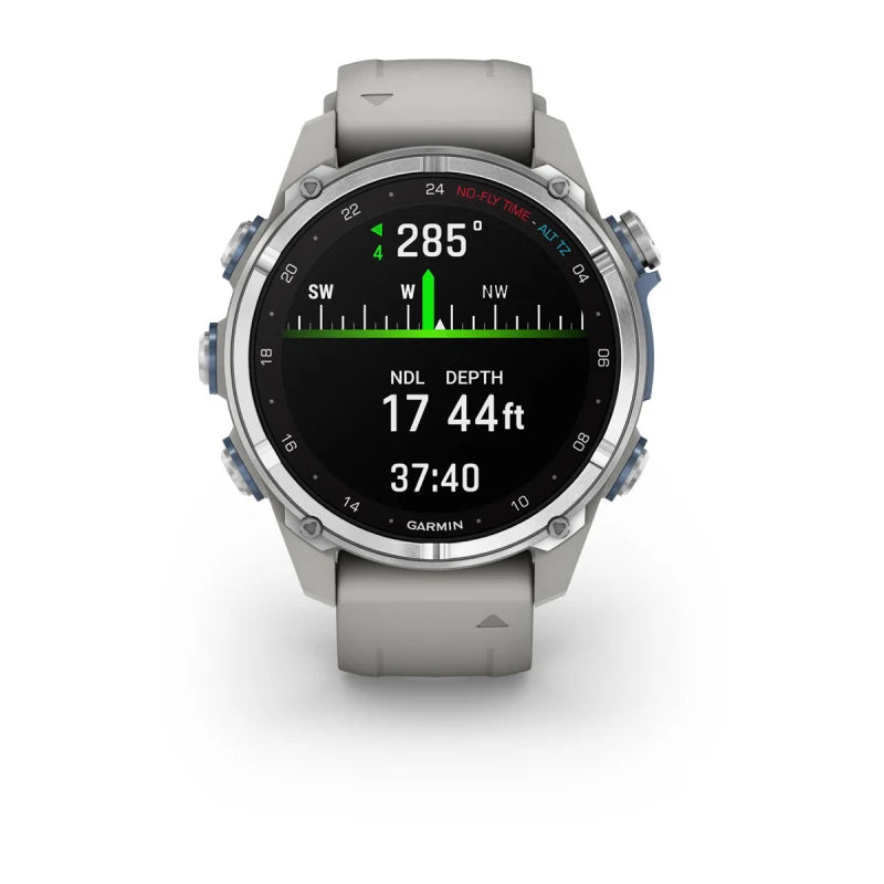 Garmin Descent Mk3, 43 mm Stainless Steel with Fog Gray Silicone Band (010-02753-03)