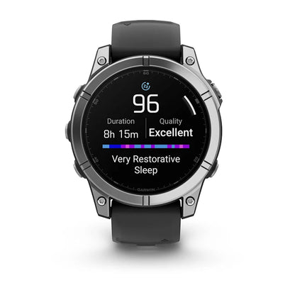 Garmin Fenix E, 47 mm AMOLED, Stainless Steel with Black Silicone Band (010-03025-02)