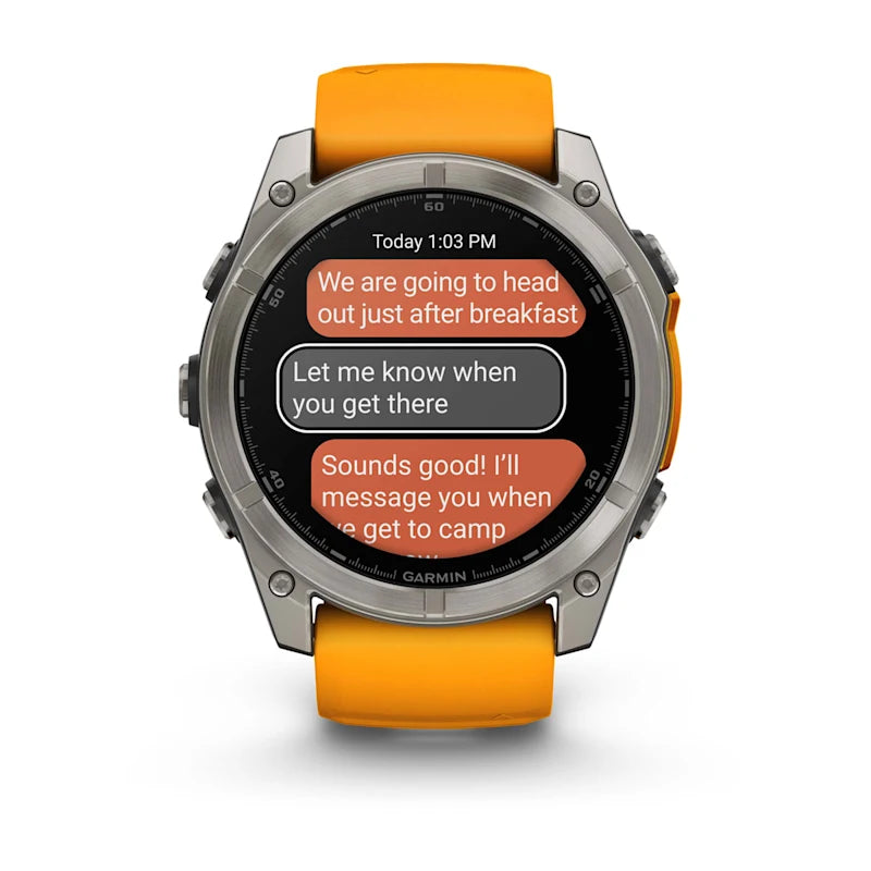 Garmin Fenix 8, 51 mm AMOLED Sapphire, Titanium with Spark Orange/Graphite Silicone Band (010-02905-10)