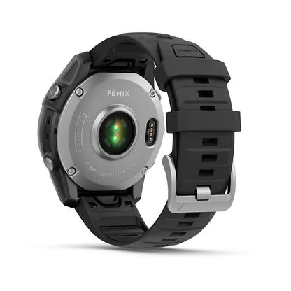 Garmin Fenix E, 47 mm AMOLED, Stainless Steel with Black Silicone Band (010-03025-02)