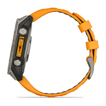 Garmin Fenix ​​8, 47 mm AMOLED Sapphire, titane avec bracelet en silicone Spark Orange/Graphite (010-02904-10)