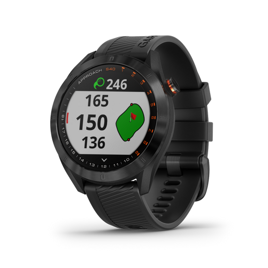 Garmin Approach S40, Noir, Montre connectée GPS de golf et télémètre (reconditionné certifié Garmin)