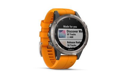 Garmin Fenix 5 Plus Sapphire Titanium w/ Solar Flare Orange Band (010-01988-04)