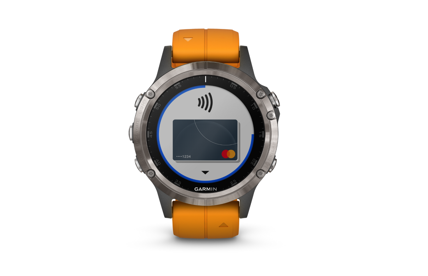 Garmin Fenix 5 Plus Sapphire Titanium w/ Solar Flare Orange Band (010-01988-04)