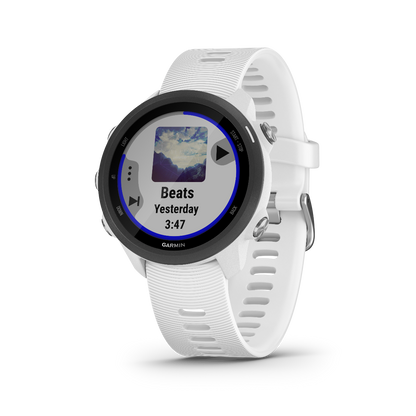 Garmin Forerunner 245 Music, blanc, montre connectée GPS de fitness haut de gamme pour coureurs (010-02120-21)