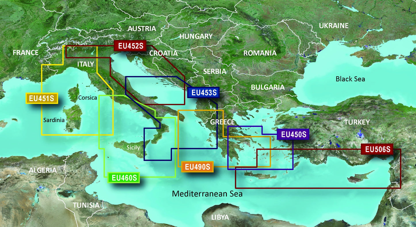 Cartes Garmin de la côte ouest de la Grèce et d'Athènes BlueChart g3 Vision | VEU490S | microSD/SD