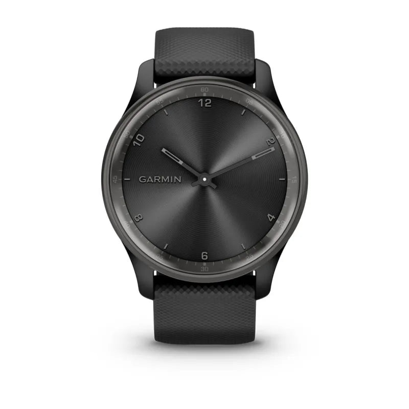 Garmin Vívomove Trend Slate Lunette en acier inoxydable avec boîtier noir et bracelet en silicone (remis à neuf certifié Garmin) 