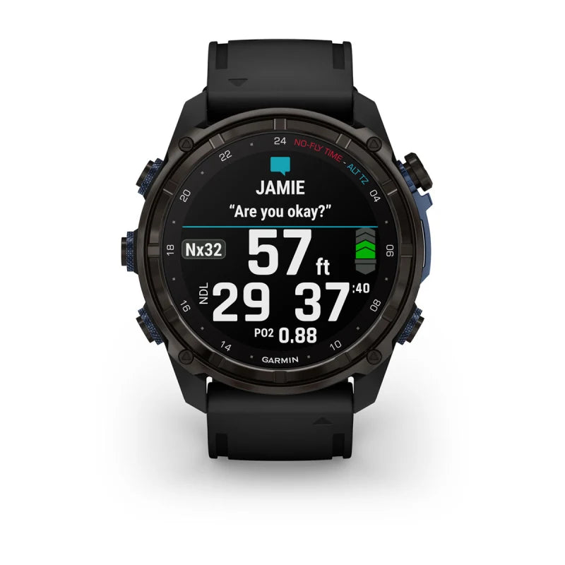 Garmin Descent Mk3i, 51 mm Carbon Gray DLC Titanium with Black Silicone Band and Descent T2 Transceiver