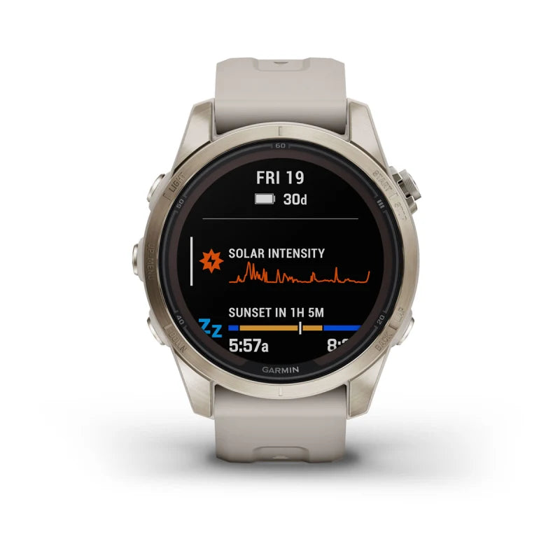 Garmin Fenix 7S Pro Sapphire Solar, Soft Gold with Light Sand Band (010-02776-14)