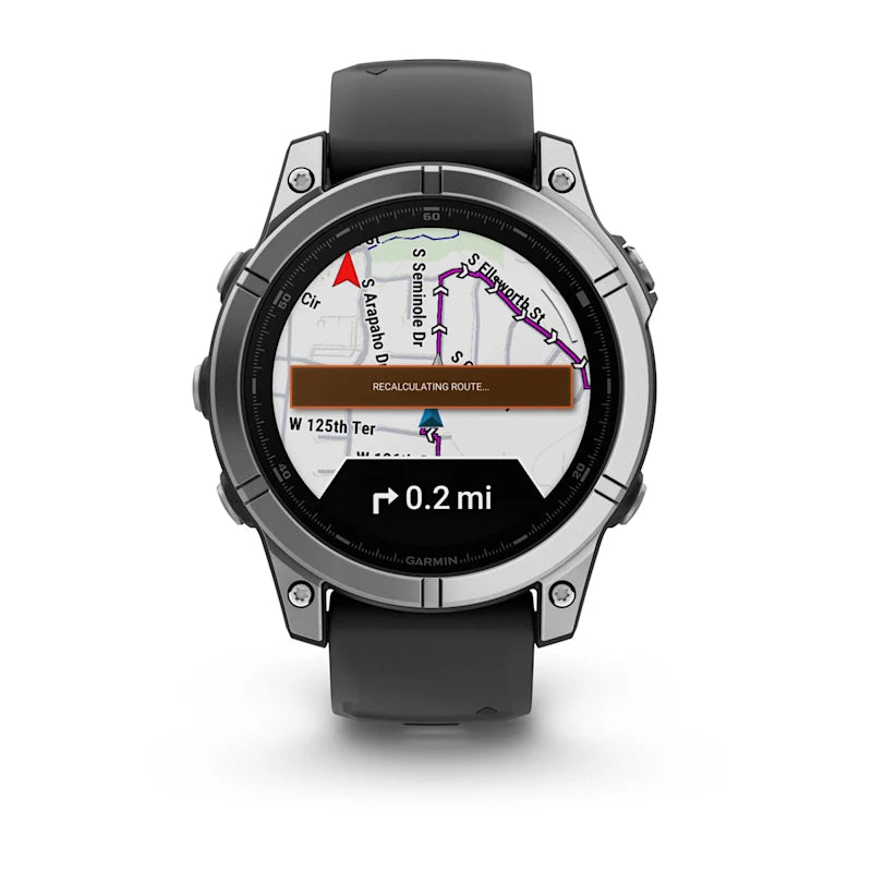 Garmin Fenix E, 47 mm AMOLED, Stainless Steel with Black Silicone Band (010-03025-02)