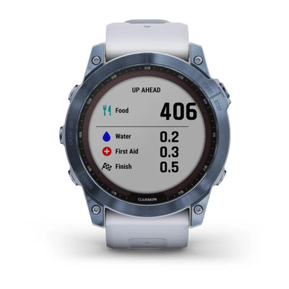 Garmin Fēnix 7X, édition solaire Sapphire, titane bleu minéral avec bracelet Whitestone (reconditionné certifié Garmin)