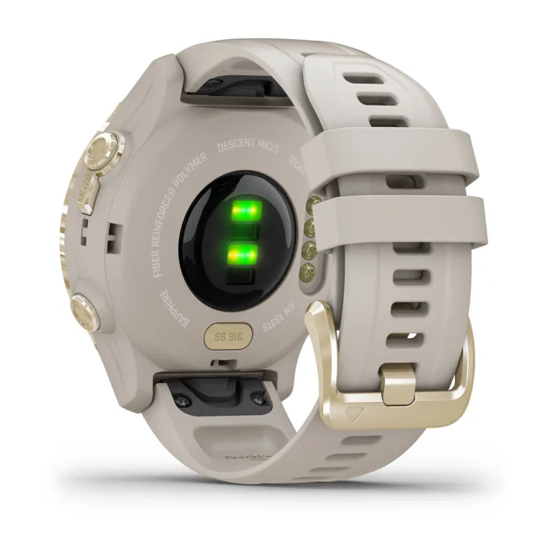 Garmin Descent Mk2S Light Gold avec bracelet en silicone Light Sand (reconditionné certifié Garmin)