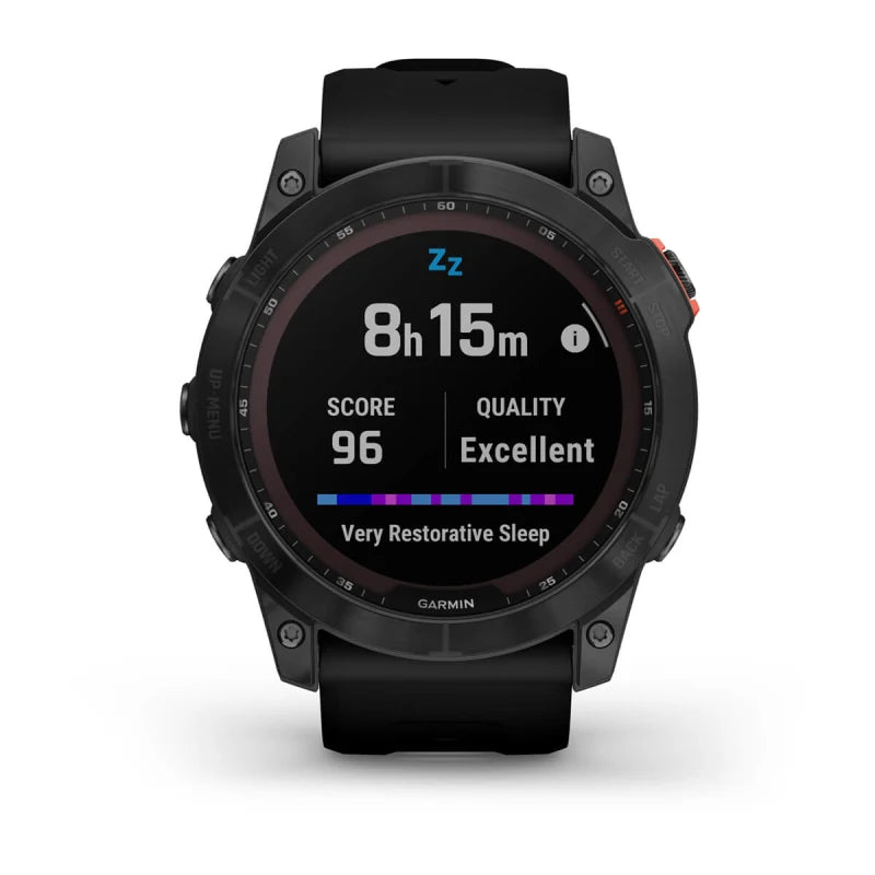 Garmin Fēnix 7X, édition solaire Gris ardoise avec bracelet noir (reconditionné certifié Garmin) 