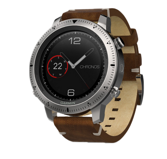 Garmin Fenix ​​Chronos avec bracelet en cuir, montre connectée GPS (reconditionnée certifiée Garmin)