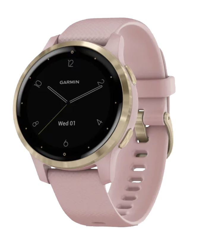 Garmin Vivoactive 4S - Or clair avec bracelet rose poudré (010-02172-31)