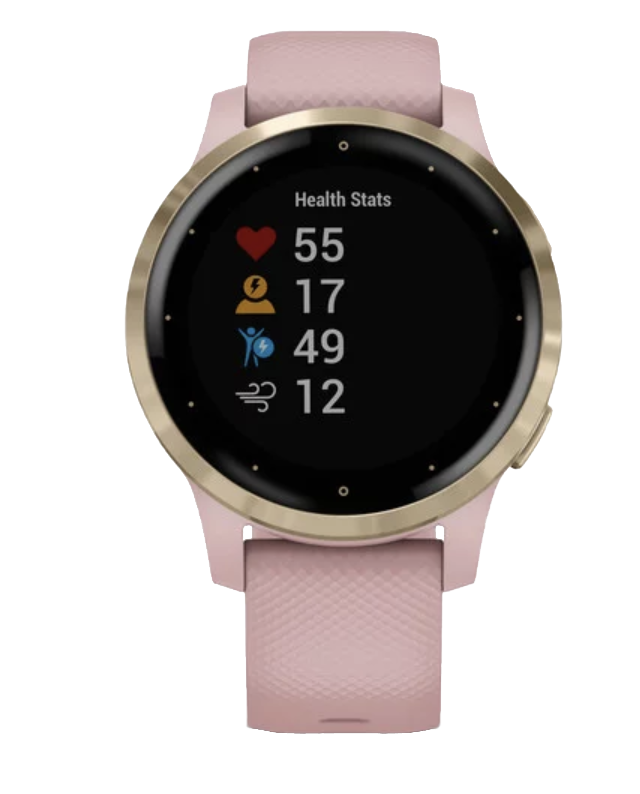 Garmin Vivoactive 4S - Or clair avec bracelet rose poudré (010-02172-31)