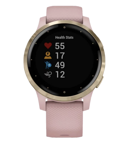 Garmin Vivoactive 4S - Or clair avec bracelet rose poudré (010-02172-31)