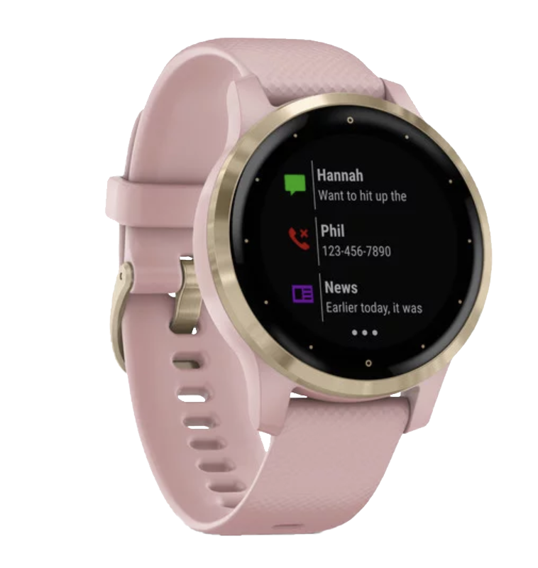 Garmin Vivoactive 4S - Or clair avec bracelet rose poudré (010-02172-31)