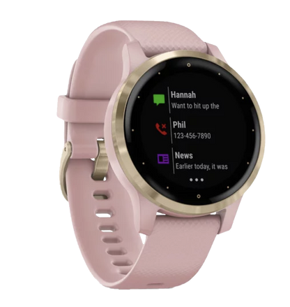 Garmin Vivoactive 4S - Or clair avec bracelet rose poudré (010-02172-31)