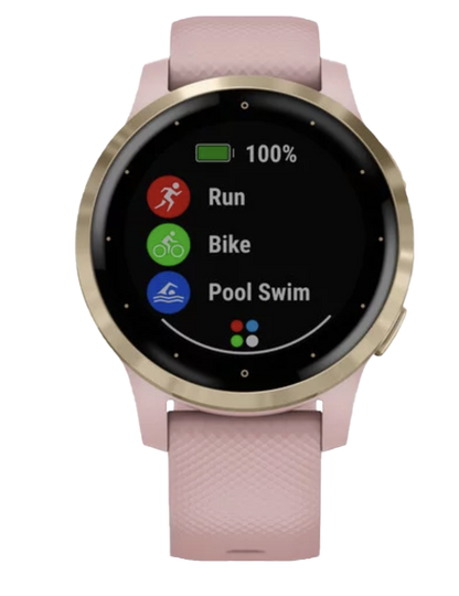 Garmin Vivoactive 4S - Or clair avec bracelet rose poudré (010-02172-31)