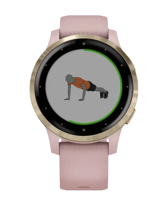 Garmin Vivoactive 4S - Or clair avec bracelet rose poudré (010-02172-31)