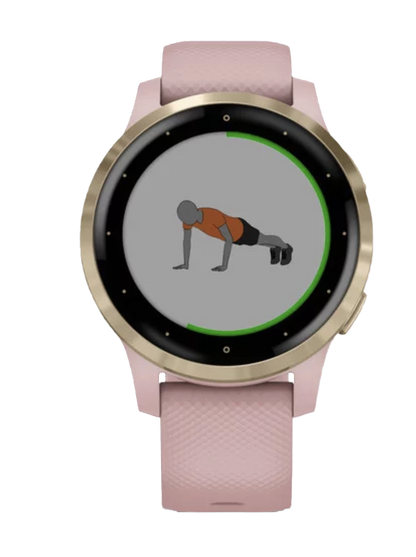 Garmin Vivoactive 4S - Or clair avec bracelet rose poudré (010-02172-31)