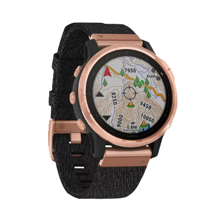 Garmin Fenix 6S Sapphire Rose Goldtone with Heathered Black Nylon Band (010-02159-36)