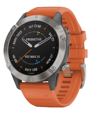 Garmin Fenix ​​6 Sapphire Titanium avec bracelet orange braise (010-02158-13)