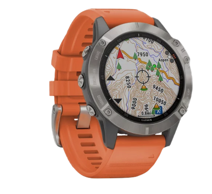 Garmin Fenix ​​6 Sapphire Titanium avec bracelet orange braise (010-02158-13)