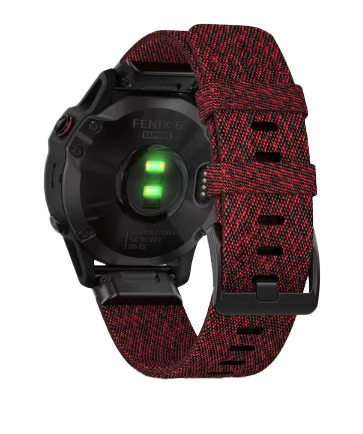 Garmin Fenix ​​6 Sapphire Black DLC avec bracelet en nylon rouge chiné (010-02158-16)