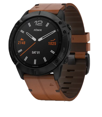 Garmin Fenix 6X Sapphire Black DCL with Chestnut Leather Band (010-02157-13)