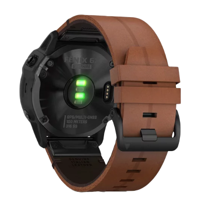 Garmin Fenix 6X Sapphire Black DCL with Chestnut Leather Band (010-02157-13)