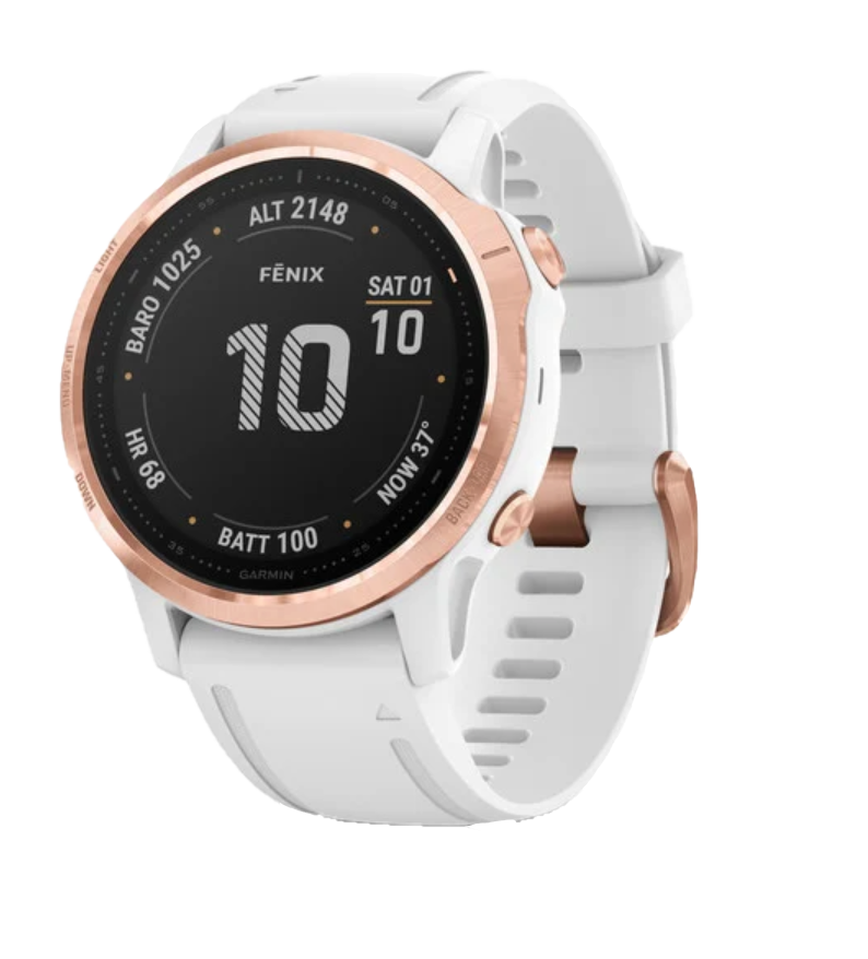 Garmin fenix 6S Pro, Rose Gold Bezel with White Band, GPS Smartwatch (Garmin Certified Refurbished)