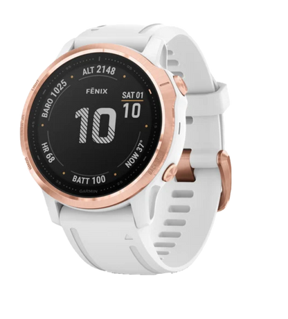 Garmin fenix 6S Pro, Rose Gold Bezel with White Band, GPS Smartwatch (Garmin Certified Refurbished)