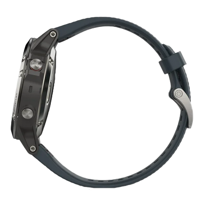 Garmin Fenix ​​5, argent avec bracelet bleu granit, montre connectée GPS (reconditionnée certifiée Garmin)