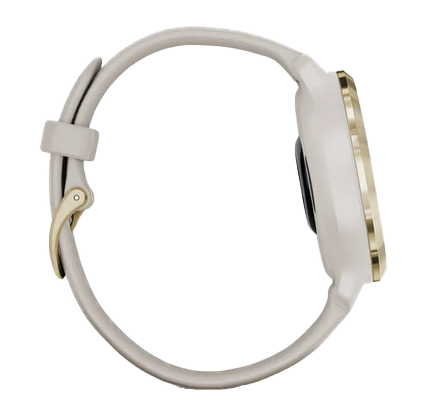 Garmin Venu 2S - Lunette en acier inoxydable or clair avec boîtier sable clair et bracelet en silicone (010-02429-01)