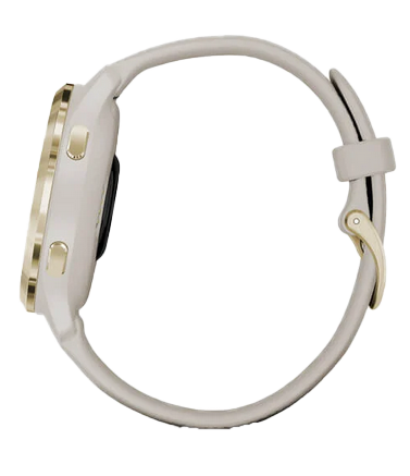 Garmin Venu 2S - Lunette en acier inoxydable or clair avec boîtier sable clair et bracelet en silicone (010-02429-01)