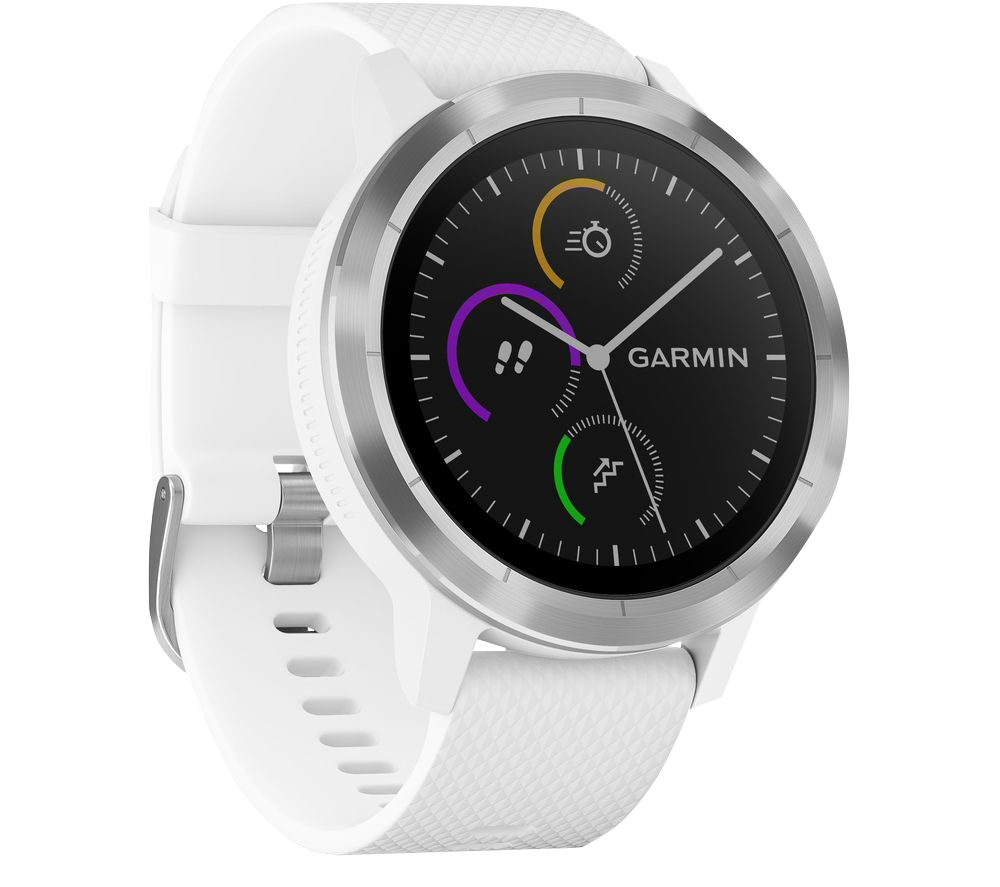 Garmin Vivoactive 3, blanc avec matériel en acier inoxydable, montre intelligente GPS (reconditionnée certifiée Garmin)