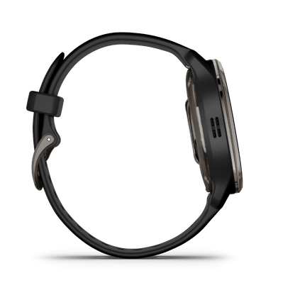 Garmin Venu 2 Plus - Lunette en acier inoxydable ardoise avec boîtier noir et bracelet en silicone (010-02496-01)