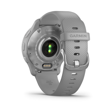 Garmin Venu 2 Plus - Lunette en acier inoxydable argenté avec boîtier gris poudré et bracelet en silicone (010-02496-00)