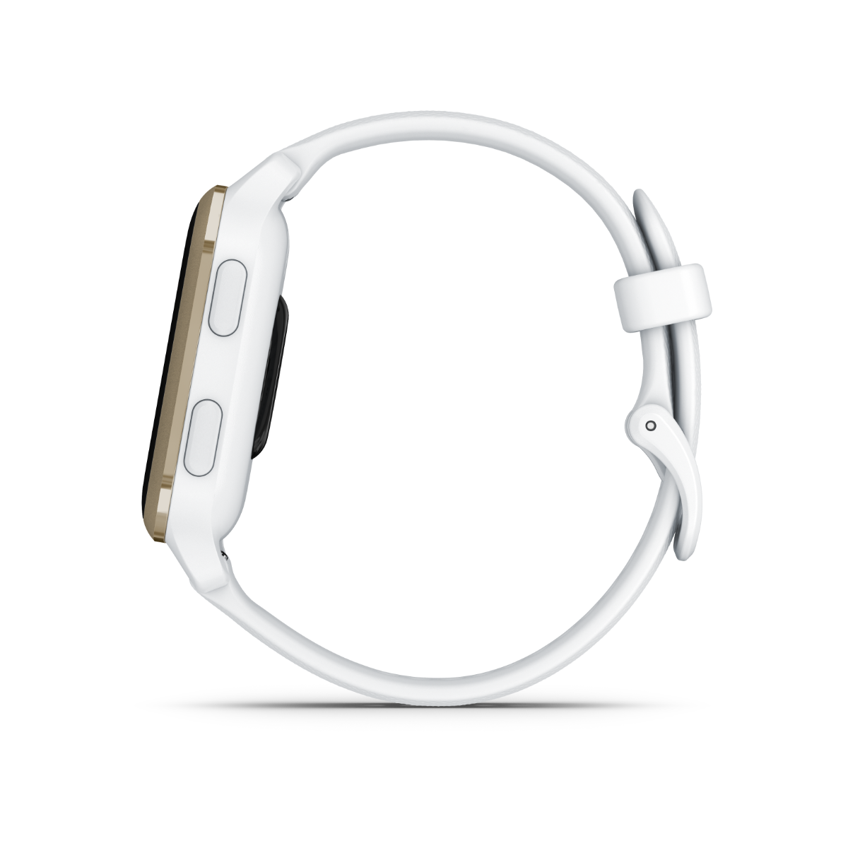 Garmin Venu Sq 2 - Lunette en aluminium couleur or crème avec boîtier blanc et bracelet en silicone (010-02701-01)