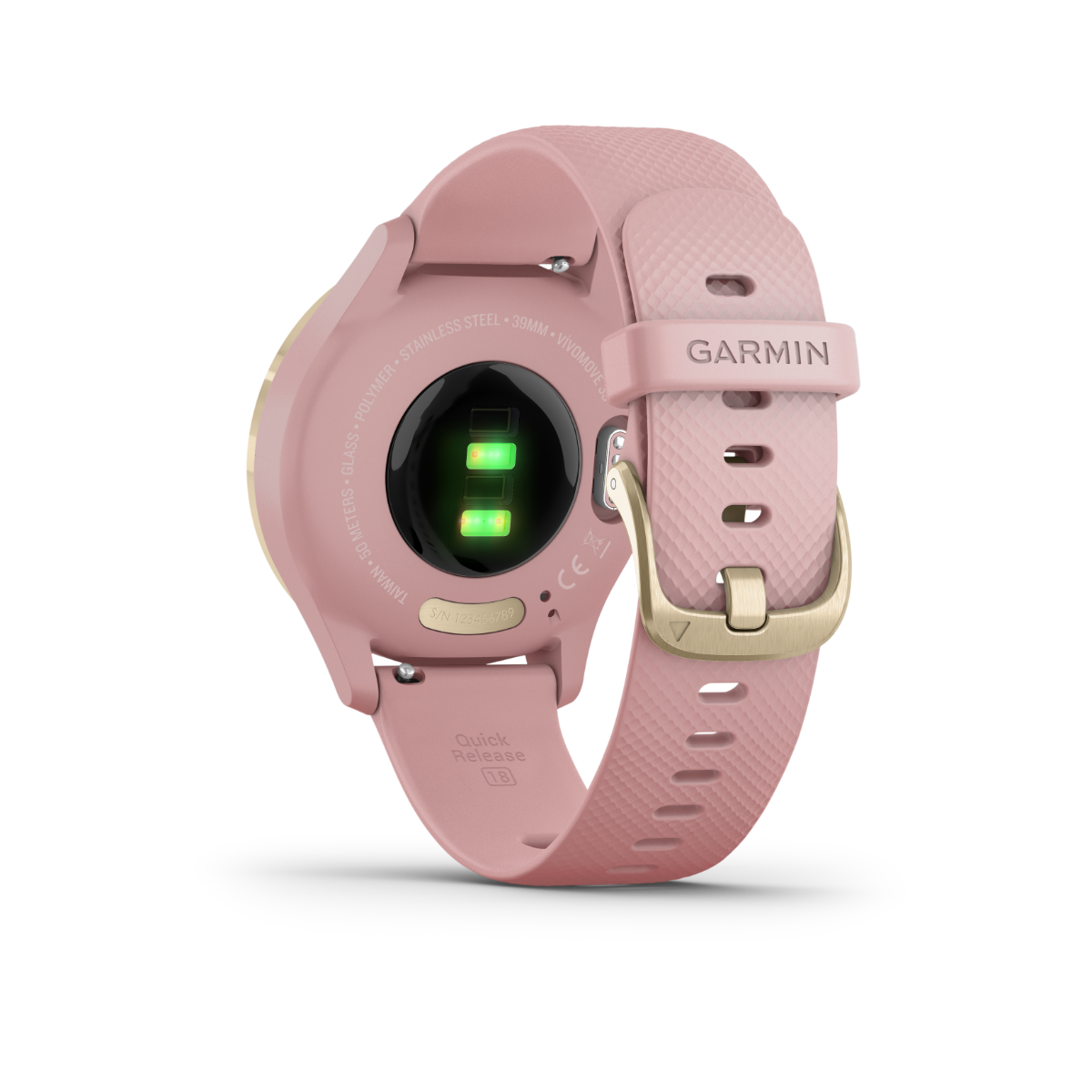 Garmin Vívomove 3S, or clair avec bracelet rose poudré, montre connectée GPS (reconditionnée certifiée Garmin)