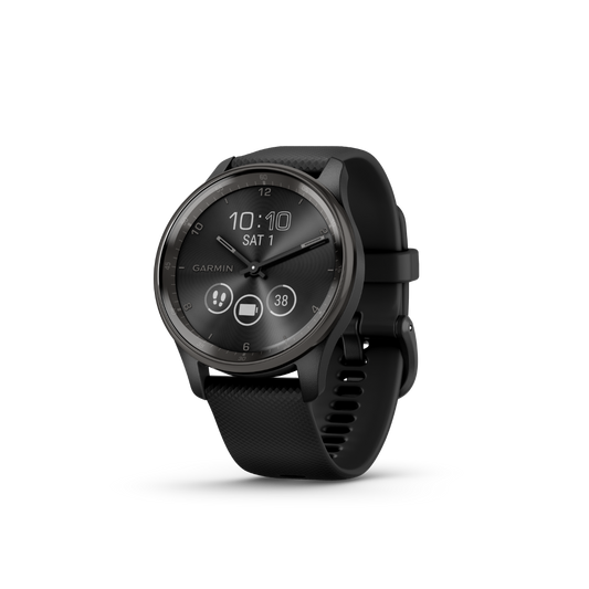 Garmin vivomove Trend Slate Lunette en acier inoxydable avec boîtier noir et bracelet en silicone (010-02665-00)