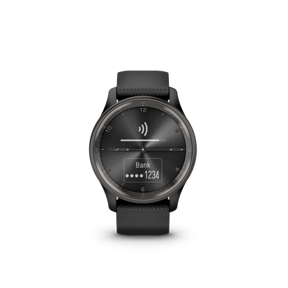 Garmin vivomove Trend Slate Lunette en acier inoxydable avec boîtier noir et bracelet en silicone (010-02665-00)